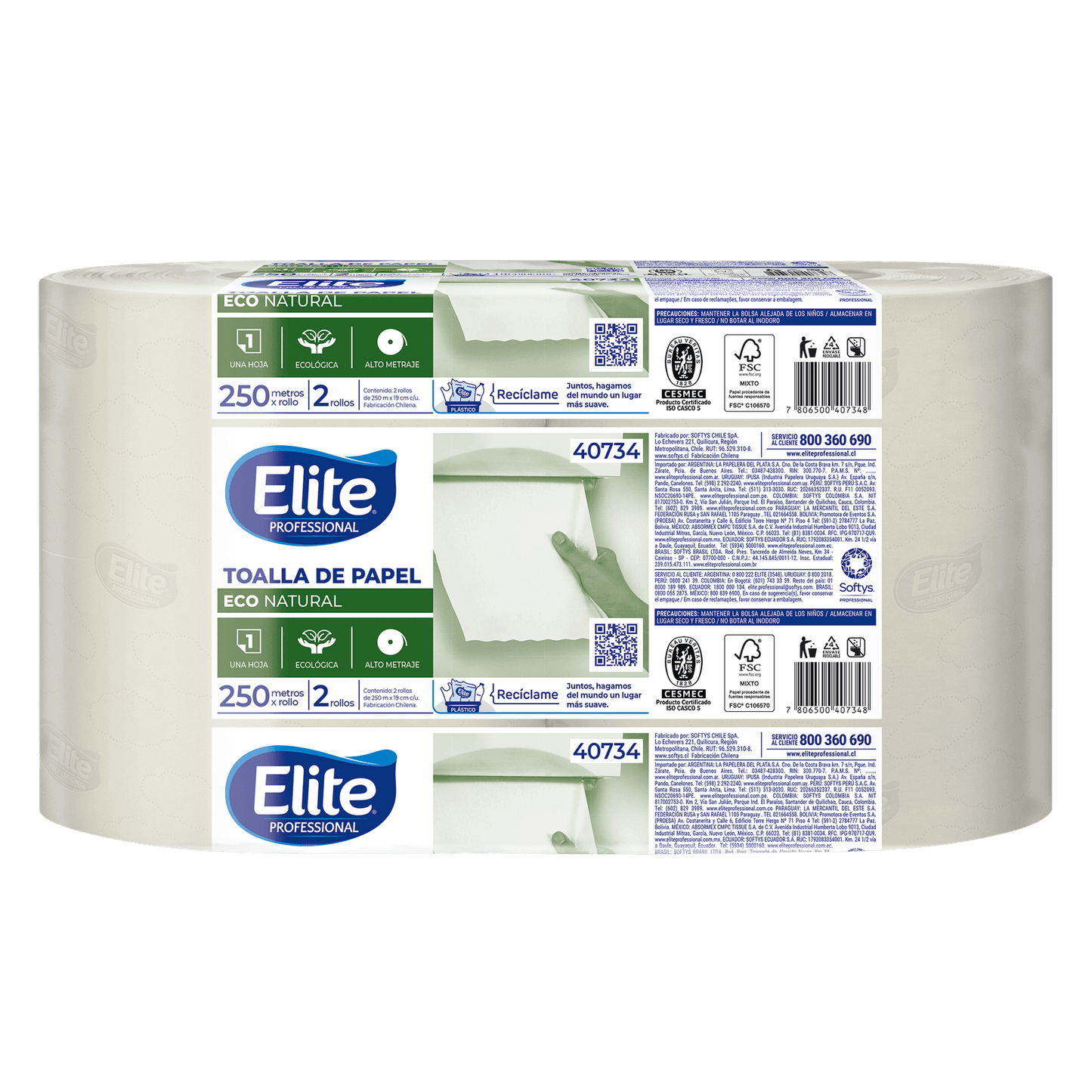 TOALLA ELITE ECOLOGICA 2X250 MTS