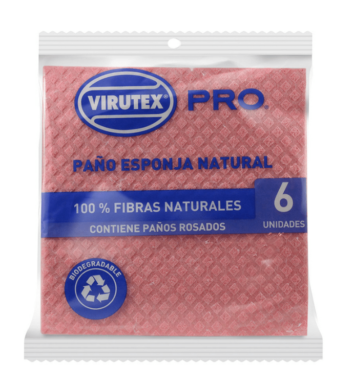PAÑO ESPONJA ROSADO X 6 UNI VIRUTEX PRO
