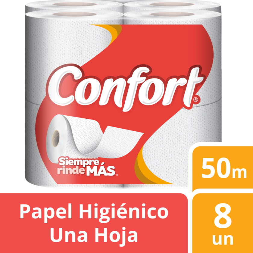 PAPEL HIGIENICO CONFORT 50 MTS X8 UNIDADES