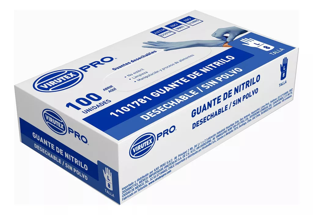 GUANTE NITRILO S/POLVO AZUL 100U. VTX