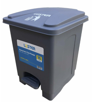 BASURERO 15 LITROS LUSTER GRIS