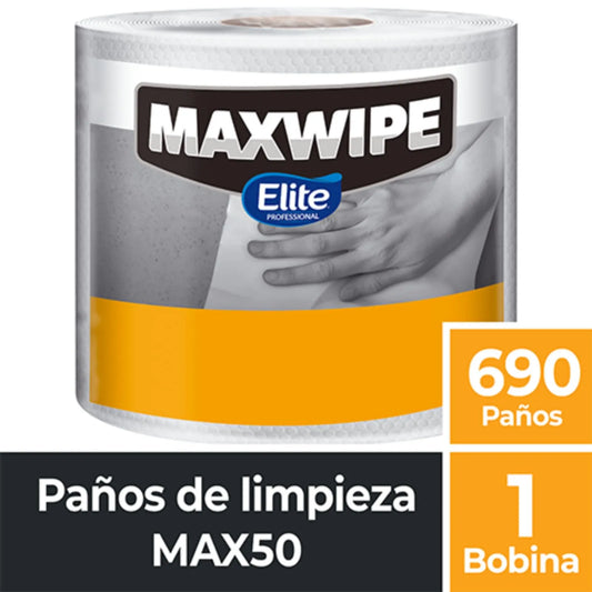 PAÑO MAXWIPE 50 BOBINA 690 PAÑOS 26,8CM X 29,5CM. C/U