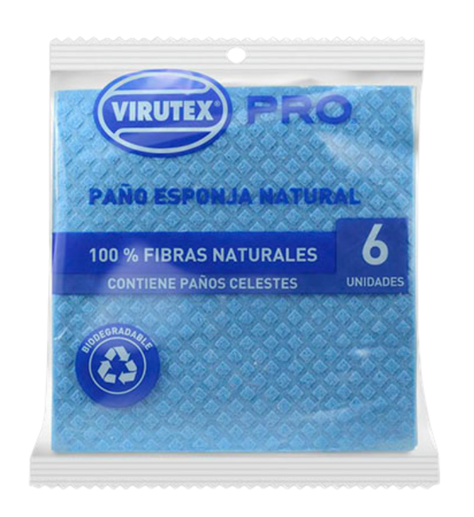 PAÑO ESPONJA CELESTE  X6UNI. VIRUTEX PRO