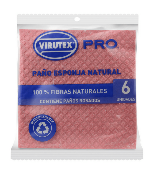PAÑO ESPONJA ROSADO X 6 UNI VIRUTEX PRO