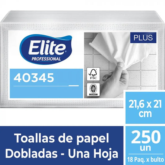 TOALLA ELITE DOBLADA BLANCA 1 HOJA 18X250HJS