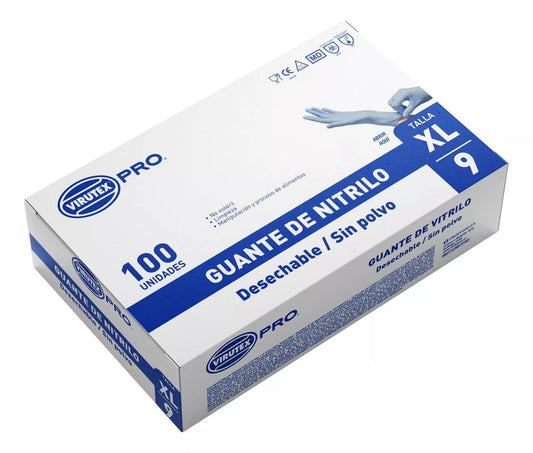 GUANTE NITRILO S/POLVO AZUL 100U. VTX