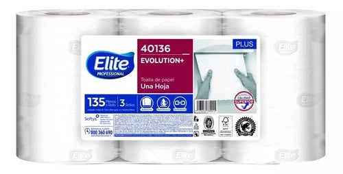 TOALLA ELITE PLUS EVOLUTION 135MT. X 3UNIDADES