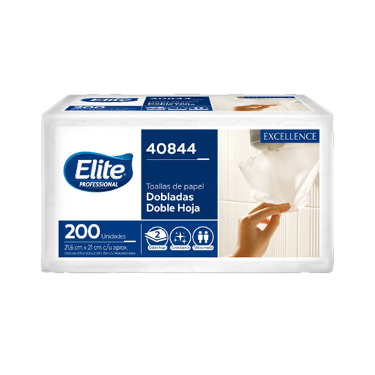 TOALLA ELITE DOBLADA EXTRA BLANCA 2 HOJAS 200 HJS