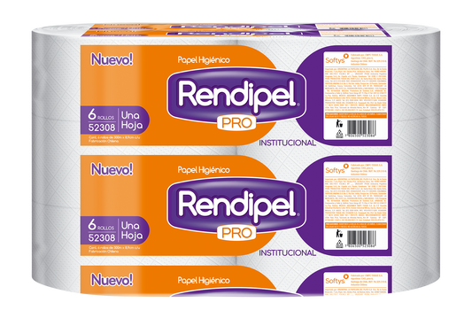 PAPEL HIGIENICO RENDIPEL PRO 6X300 MTS.