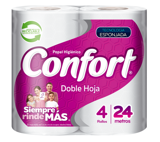 PAPEL HIGIENICO CONFORT DOBLE HOJA 24MTS 48 ROLLOS