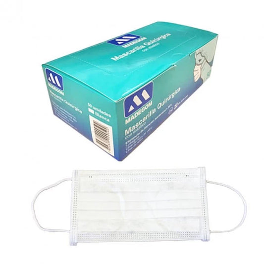 MASCARILLA QUIRURGICA BLANCA CON ELASTICO 50UNI